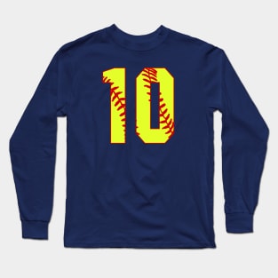 Fastpitch Softball Number 10 #10 Softball Shirt Jersey Uniform Favorite Player Biggest Fan Long Sleeve T-Shirt